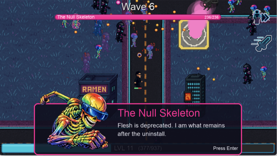 Full-Dive Survivors skeletal boss encounter screenshot