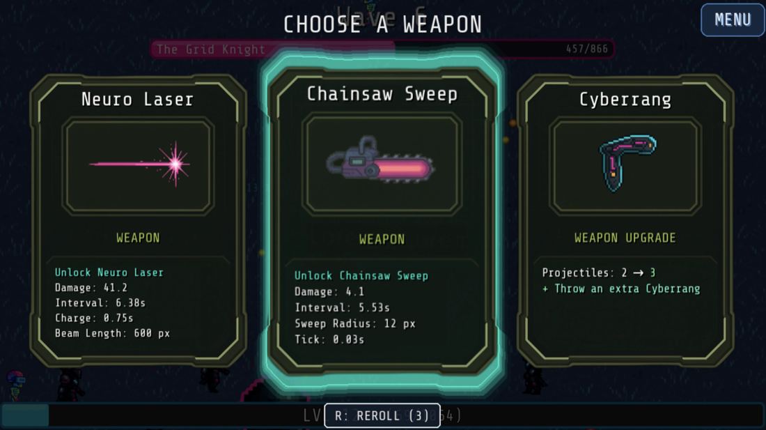 Full-Dive Survivors weapon selection and combat screenshot